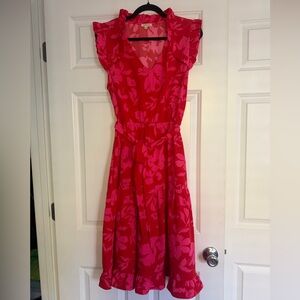 JODIFL Red and Pink Ruffle Dress